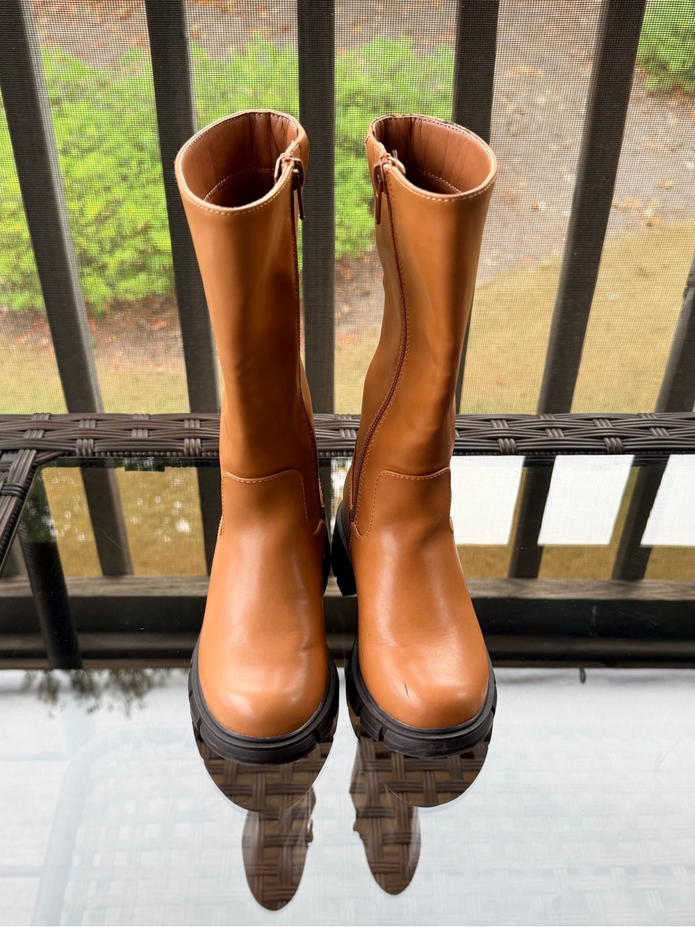 Athletfit Tan Mid-Calf Girl’s Boots with Side Zip Size 11